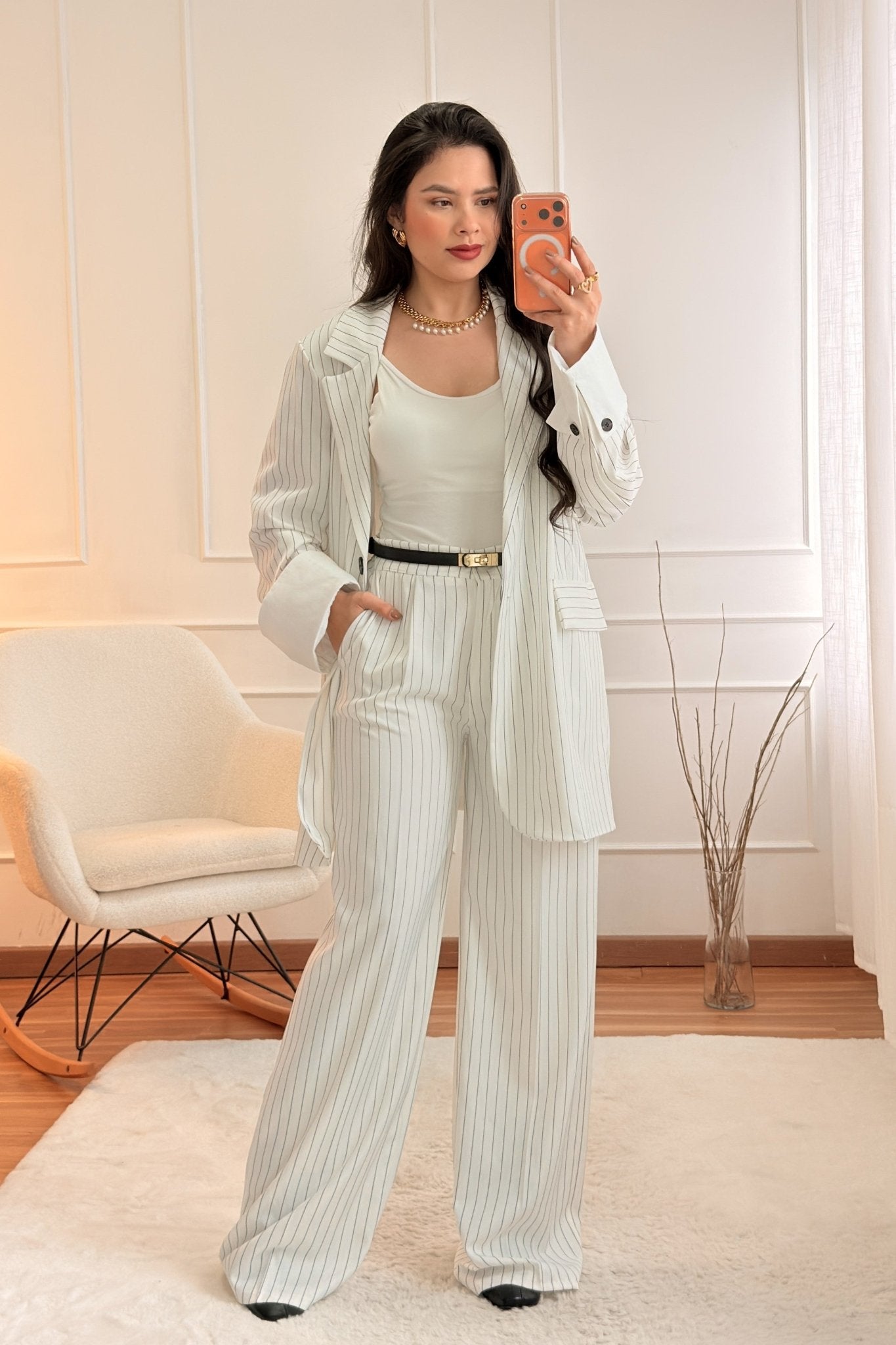 Fato Blazer e Calça Risca de Giz - lavishiochicconjuntolavishiochic