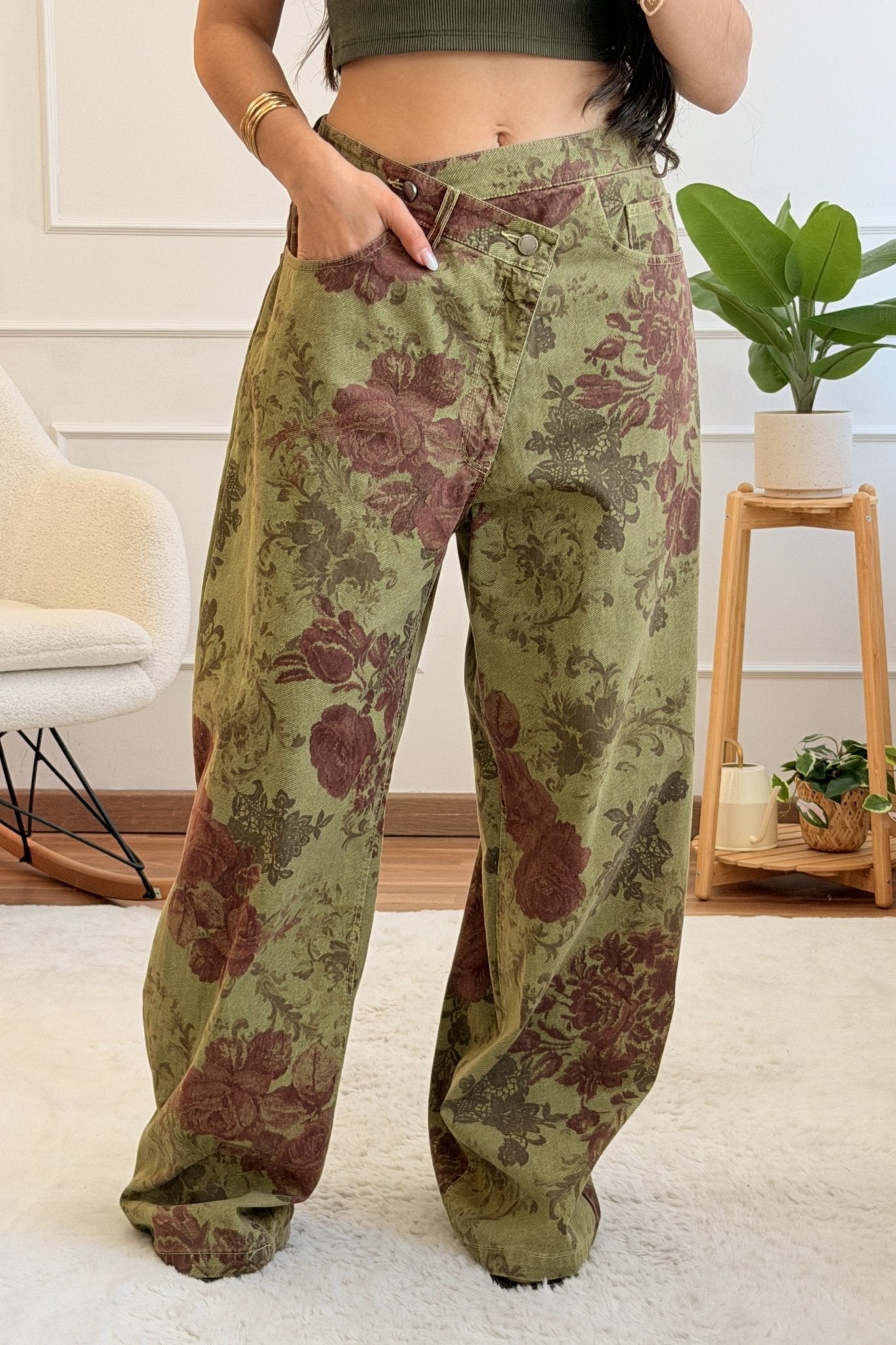 Jeans padrão floral LUMINA - lavishiochicCalçalumina