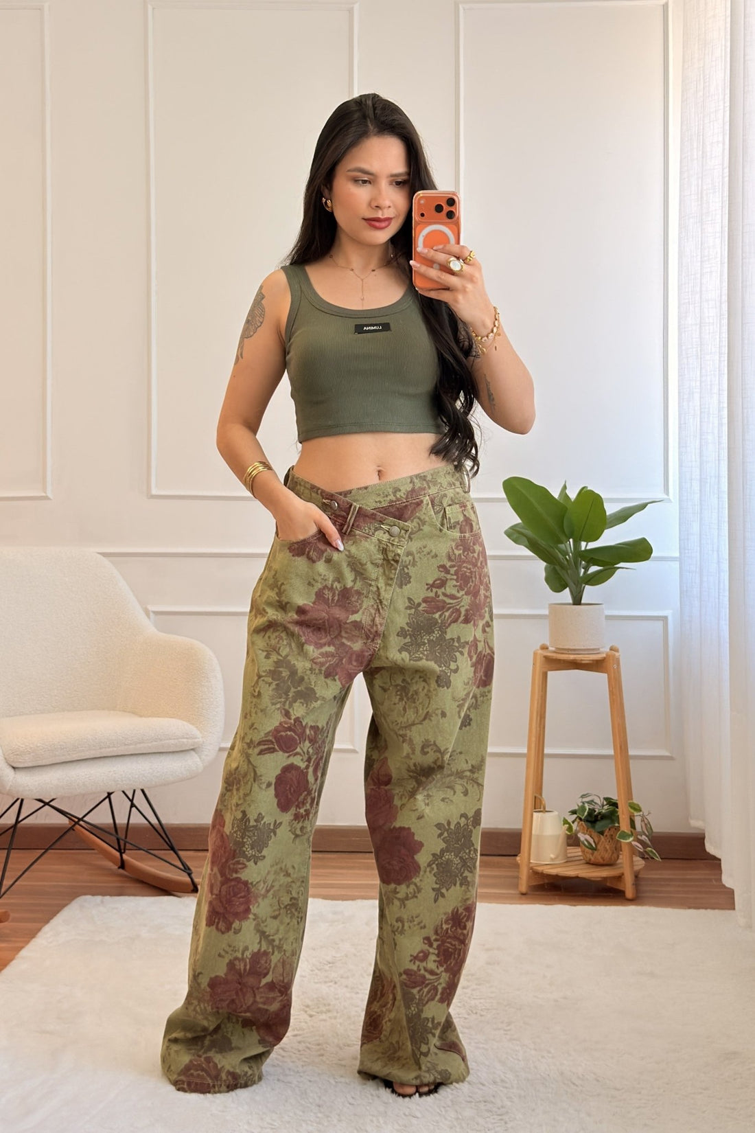 Jeans padrão floral LUMINA - lavishiochicCalçalumina