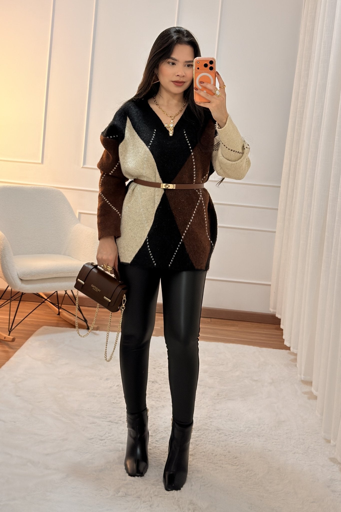 Legging de Cintura Alta em Efeito Pele - lavishiochicCalçalavishiochic