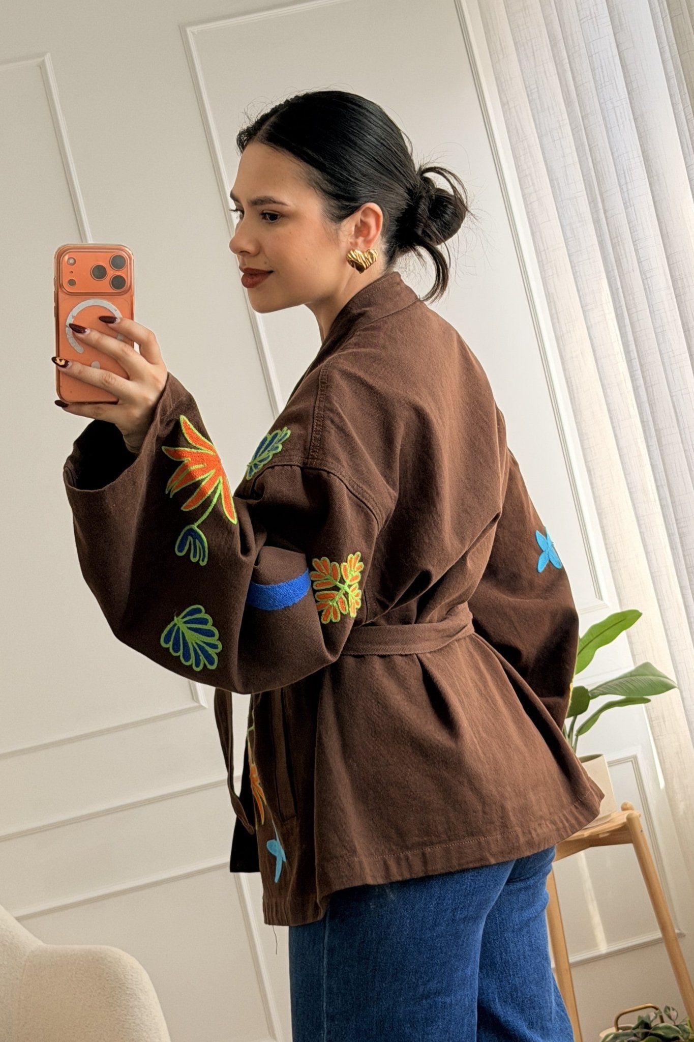 Quimono em algodão com bordados multicolor - lavishiochiccasacolavishiochic