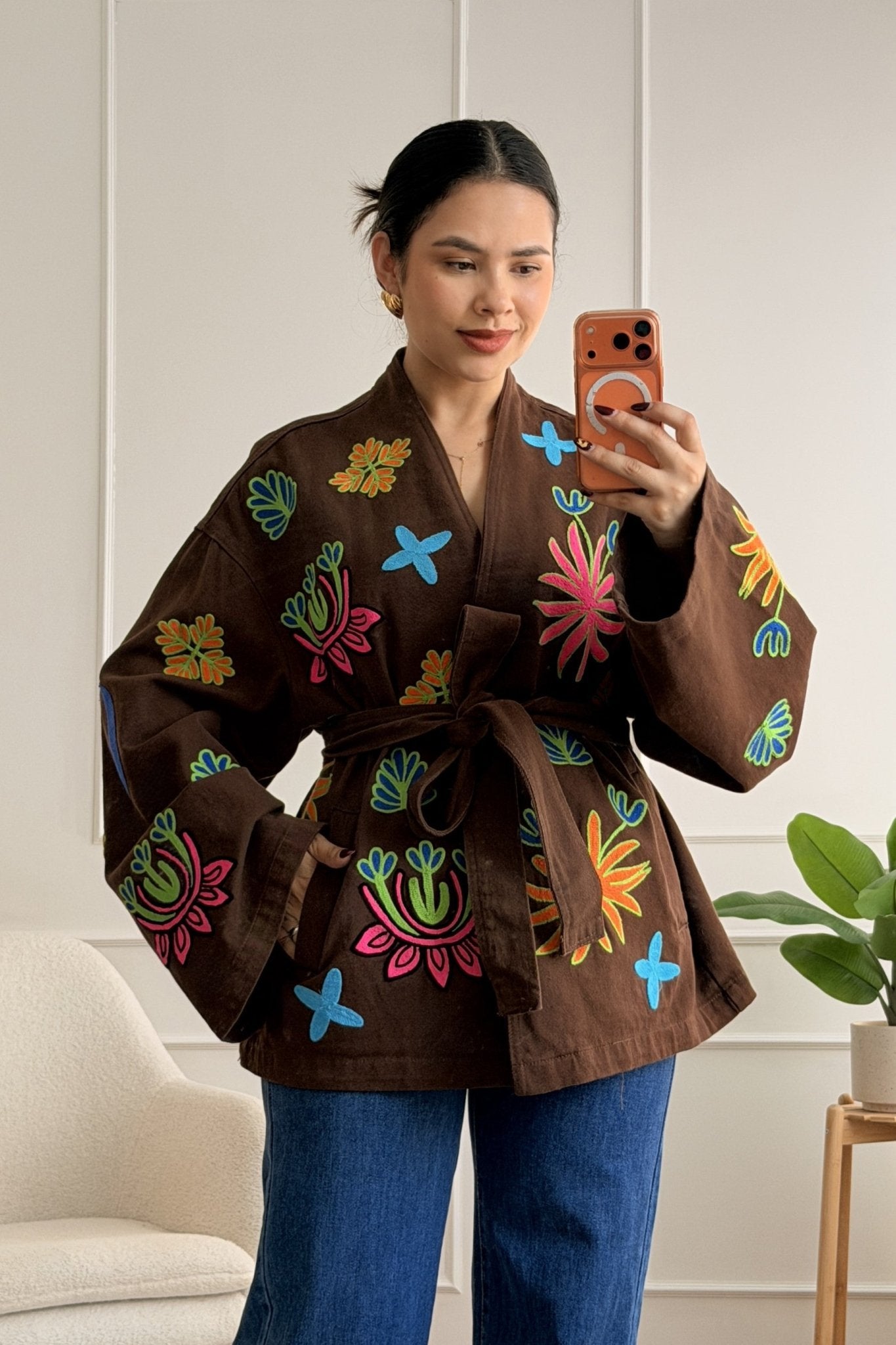 Quimono em algodão com bordados multicolor - lavishiochiccasacolavishiochic