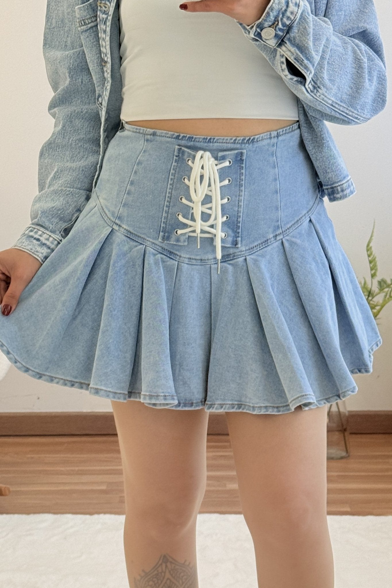 Saia - calção ganga cinta alta MONDAY - lavishiochicsaiamonday