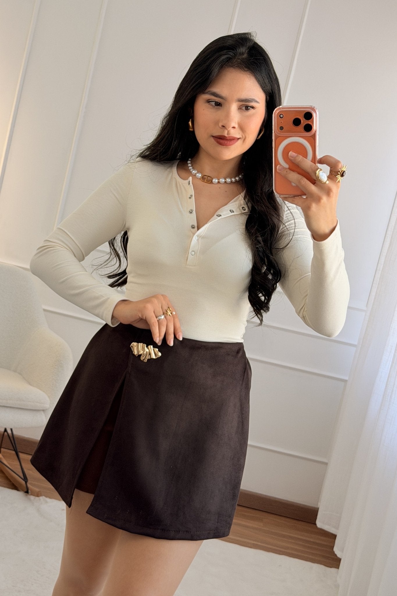 Saia - calção pele de pêssego - lavishiochicsaialavishiochic