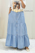 Saia Jeans com cinto - lavishiochicsaialavishiochic