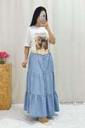 Saia Jeans com cinto - lavishiochicsaialavishiochic