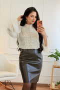 Saia midi PU texturizada FLAMMODE - lavishiochicsaiaFlammode