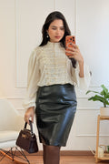 Saia midi PU texturizada FLAMMODE - lavishiochicsaiaFlammode