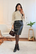 Saia midi PU texturizada FLAMMODE - lavishiochicsaiaFlammode