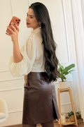 Saia midi PU texturizada FLAMMODE - lavishiochicsaiaFlammode