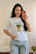 T-shirt Casual com Estampa de Bebida LUMINA - lavishiochict-shirtlumina