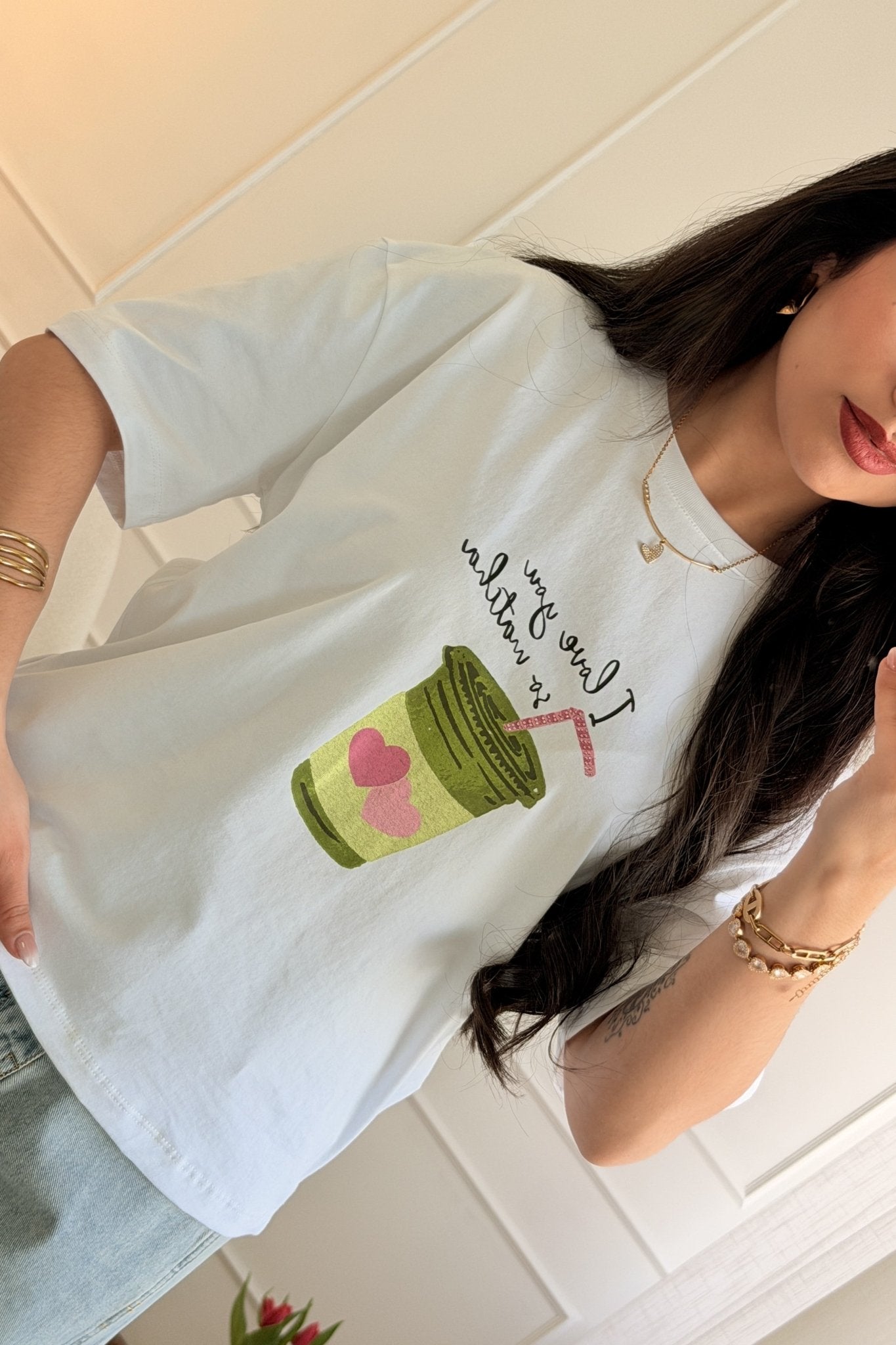 T-shirt Casual com Estampa de Bebida LUMINA - lavishiochict-shirtlumina