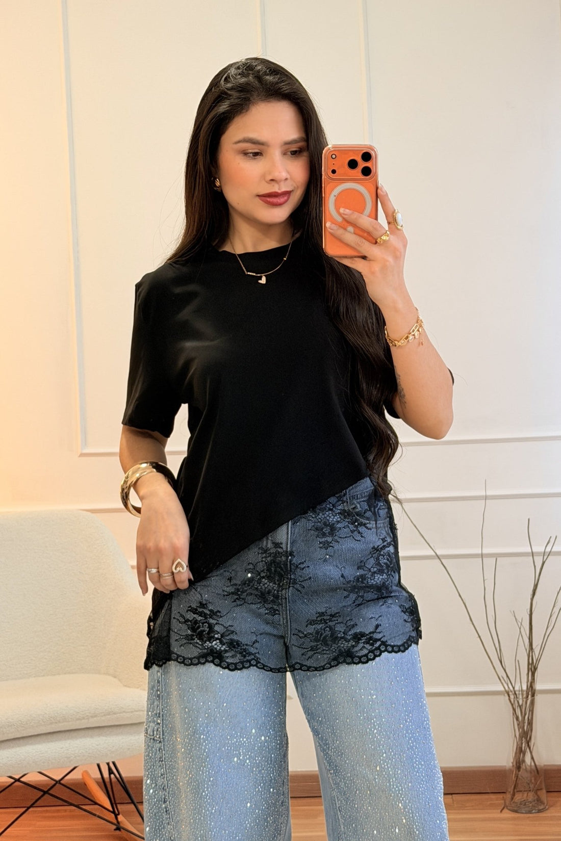 T-shirt com renda LUMINA - lavishiochict-shirtlumina