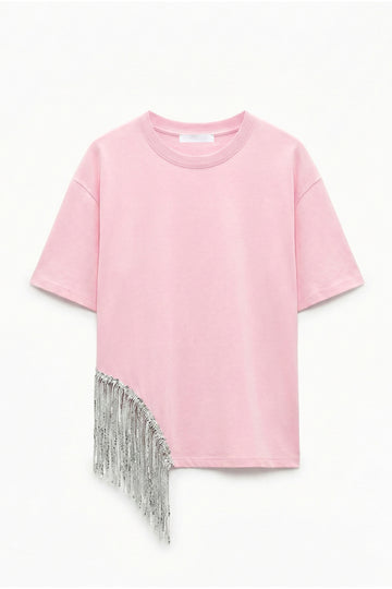 T-shirt franjas de lantejoulas LUMINA