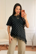 T-shirt de bolinhas com renda - lavishiochict-shirtlavishiochic