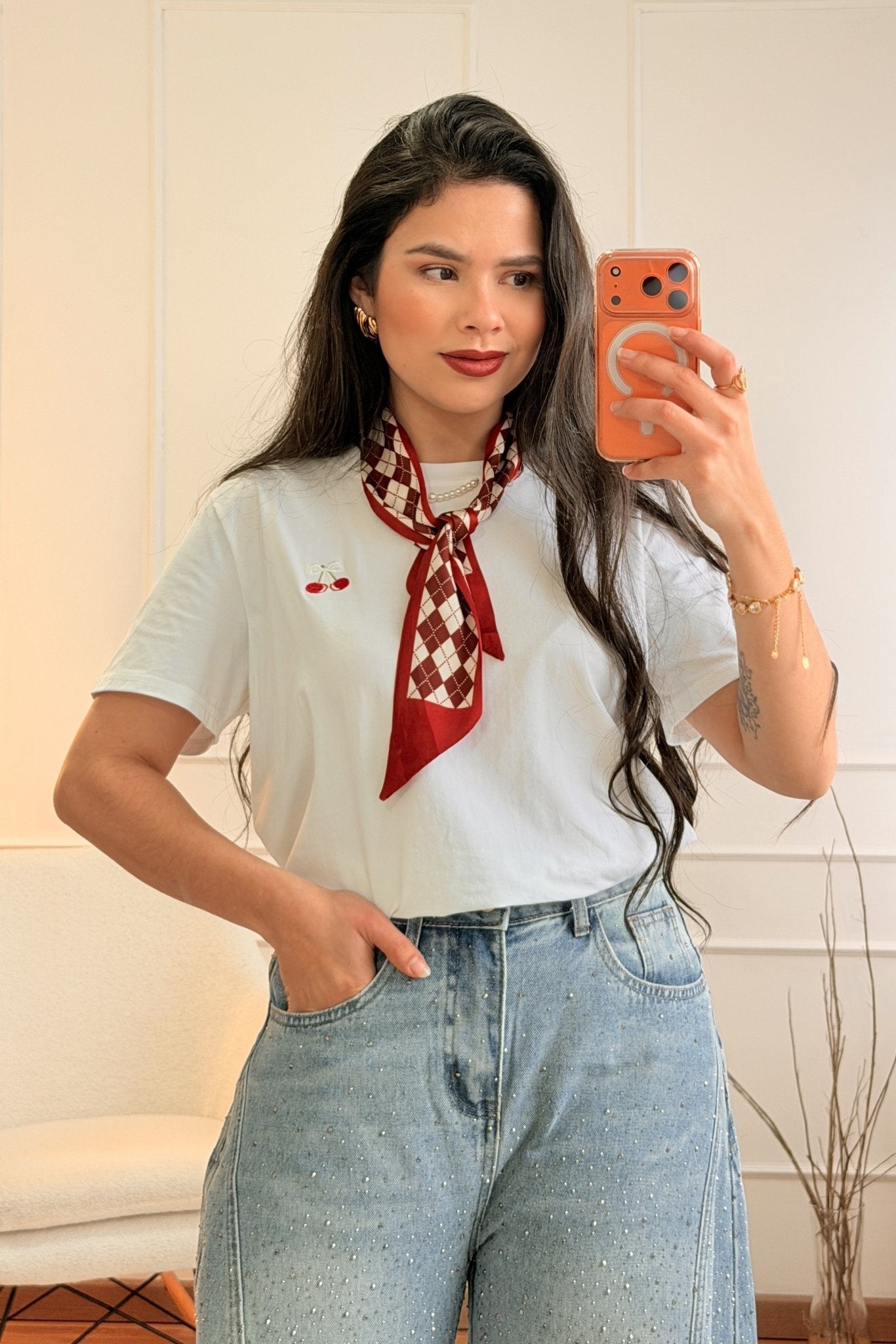 T-shirt estampa de Cerejas (com Lenço) - lavishiochict-shirtlavishiochic