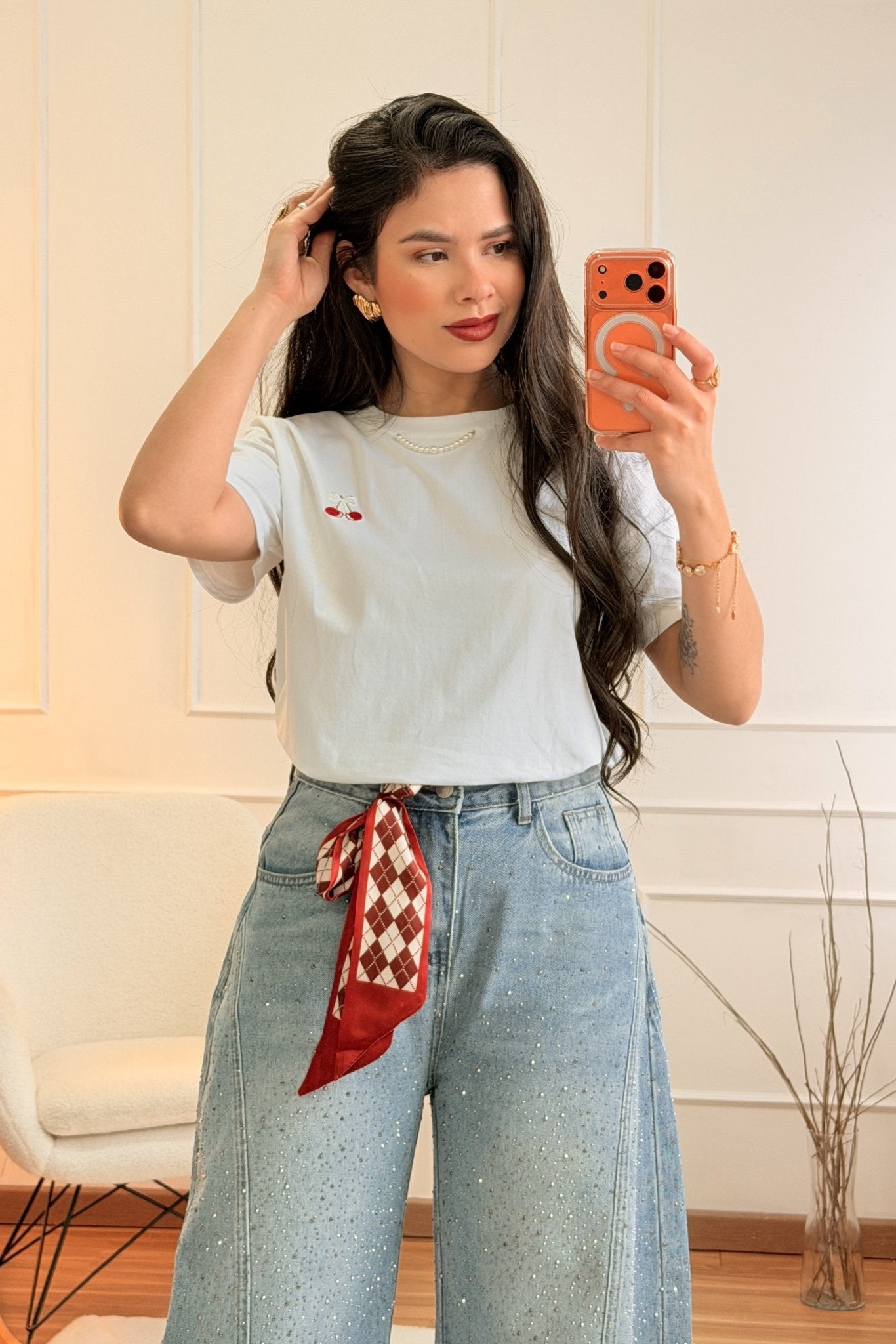 T-shirt estampa de Cerejas (com Lenço) - lavishiochict-shirtlavishiochic