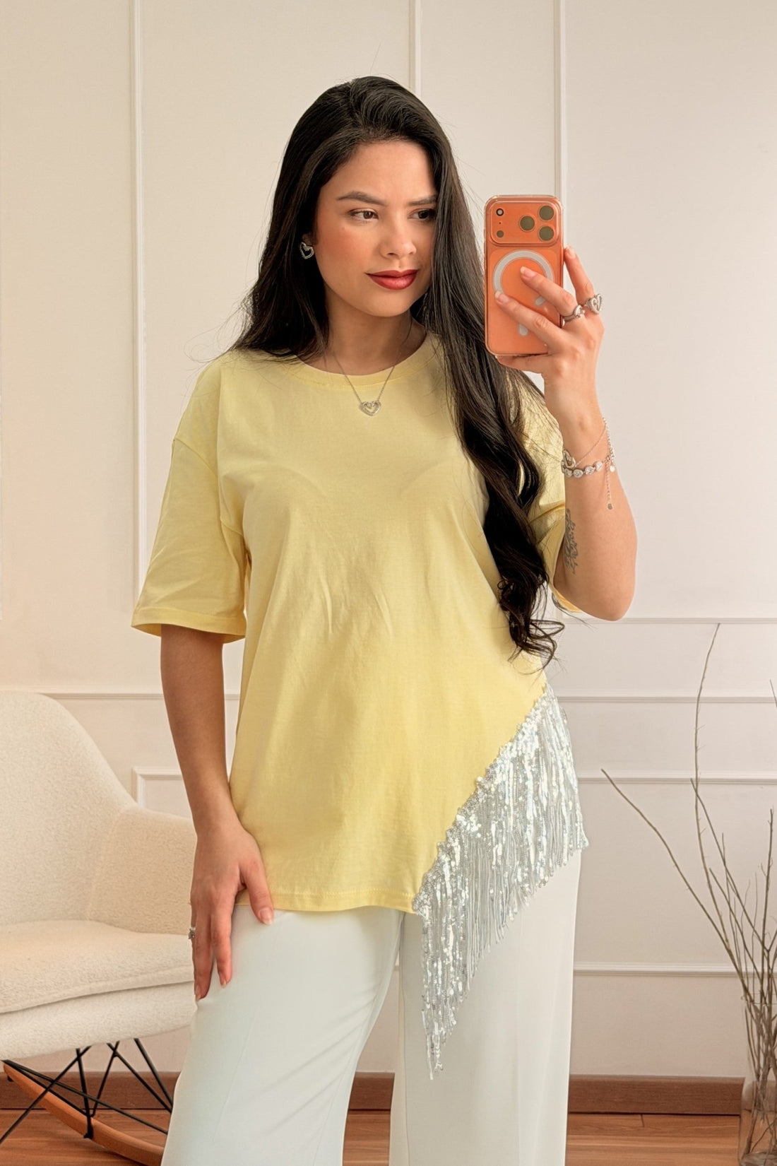 T-shirt franjas de lantejoulas LUMINA - lavishiochict-shirtlumina