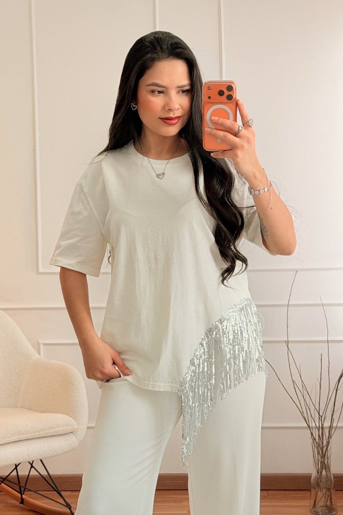 T-shirt franjas de lantejoulas LUMINA - lavishiochict-shirtlumina