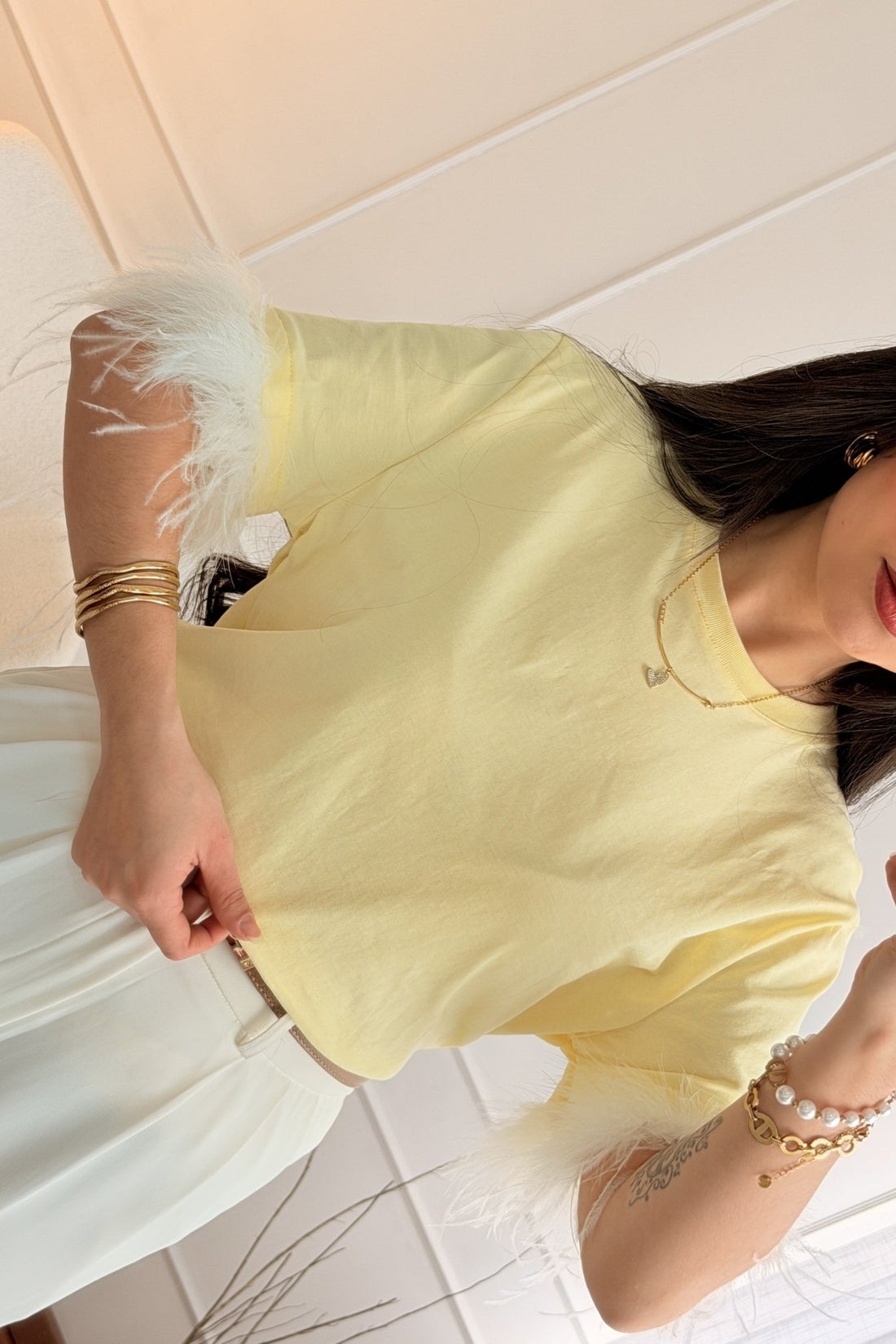 T-shirt penas nas mangas LUMINA - lavishiochict-shirtlumina