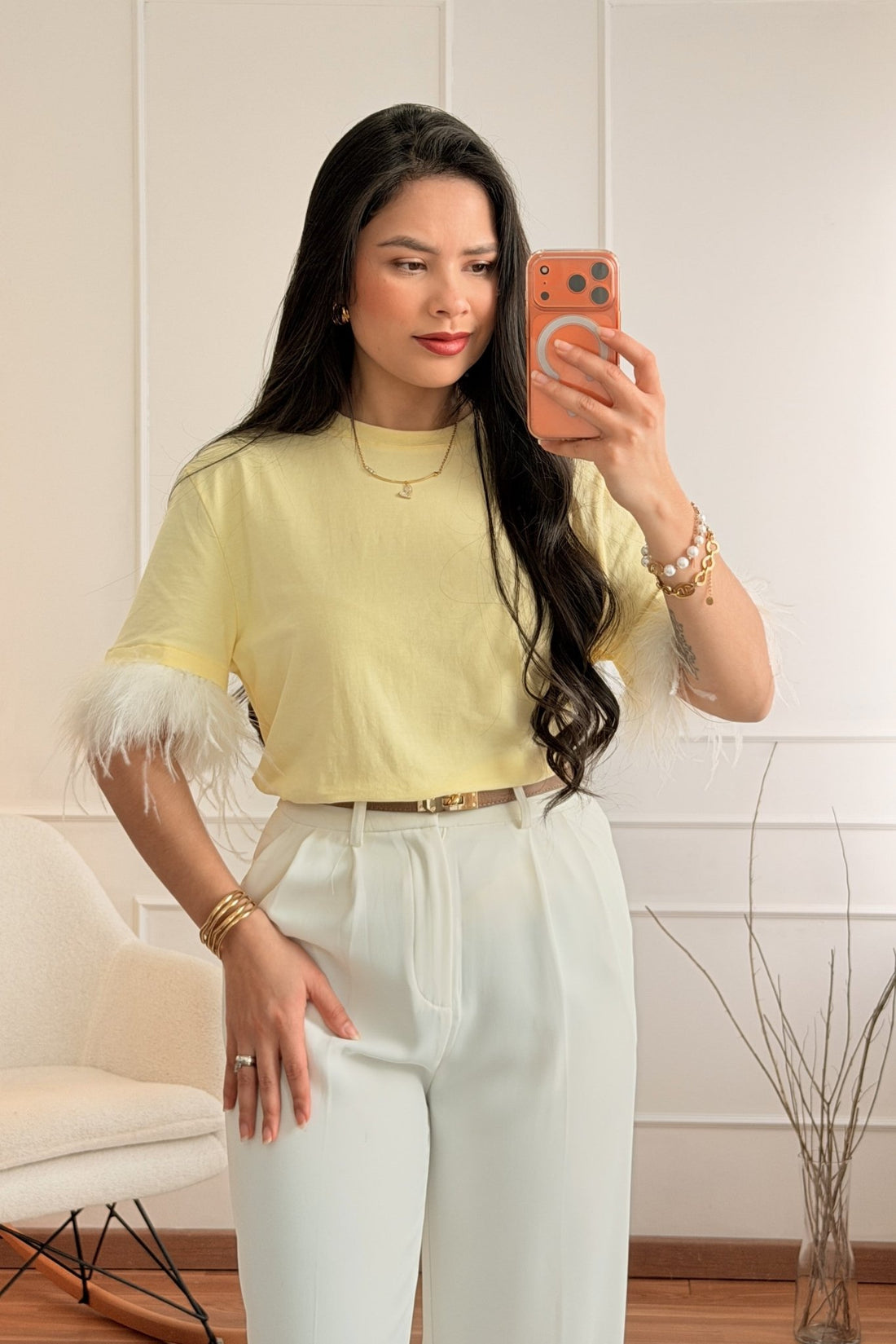 T-shirt penas nas mangas LUMINA - lavishiochict-shirtlumina