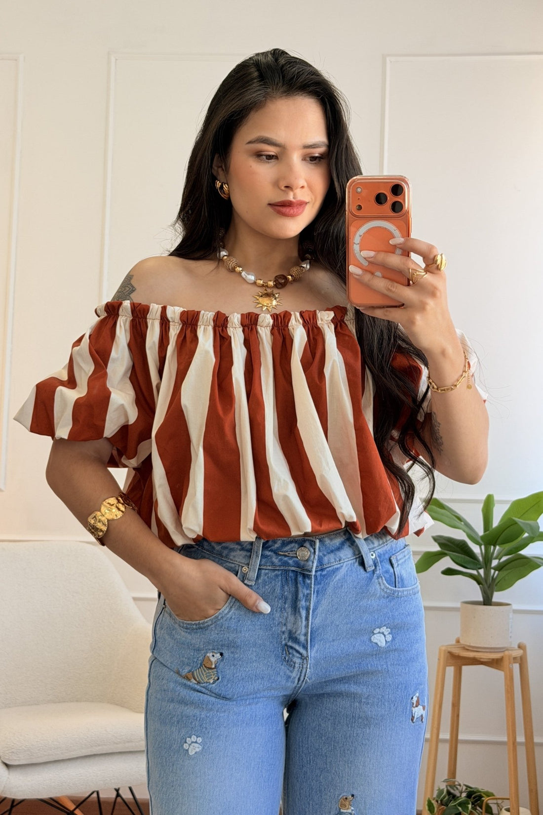 Top às riscas com efeito balloon - lavishiochicTOPlavishiochic