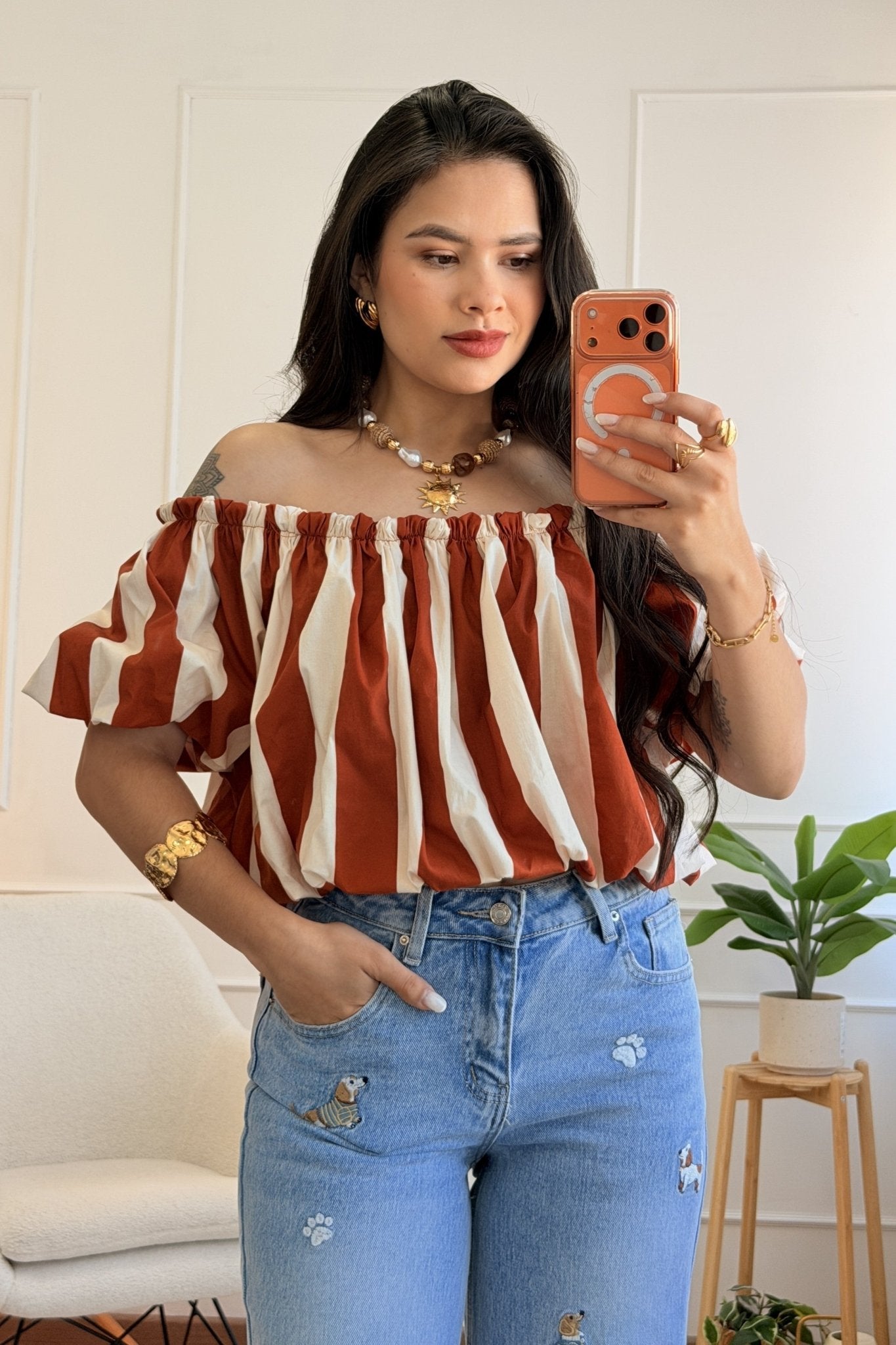 Top às riscas com efeito balloon - lavishiochicTOPlavishiochic