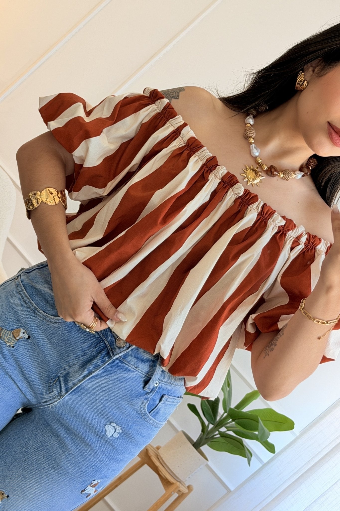 Top às riscas com efeito balloon - lavishiochicTOPlavishiochic