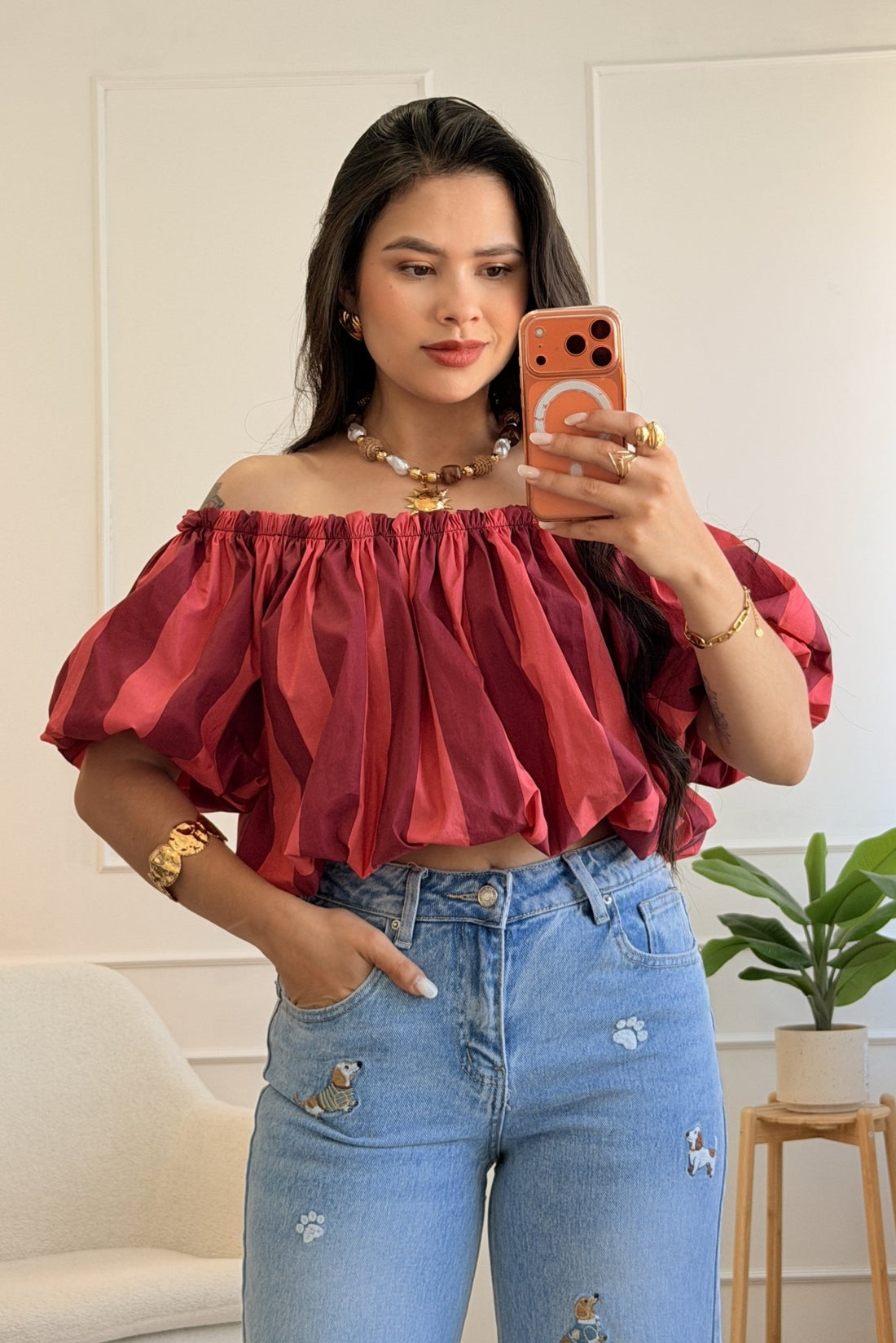 Top às riscas com efeito balloon - lavishiochicTOPlavishiochic