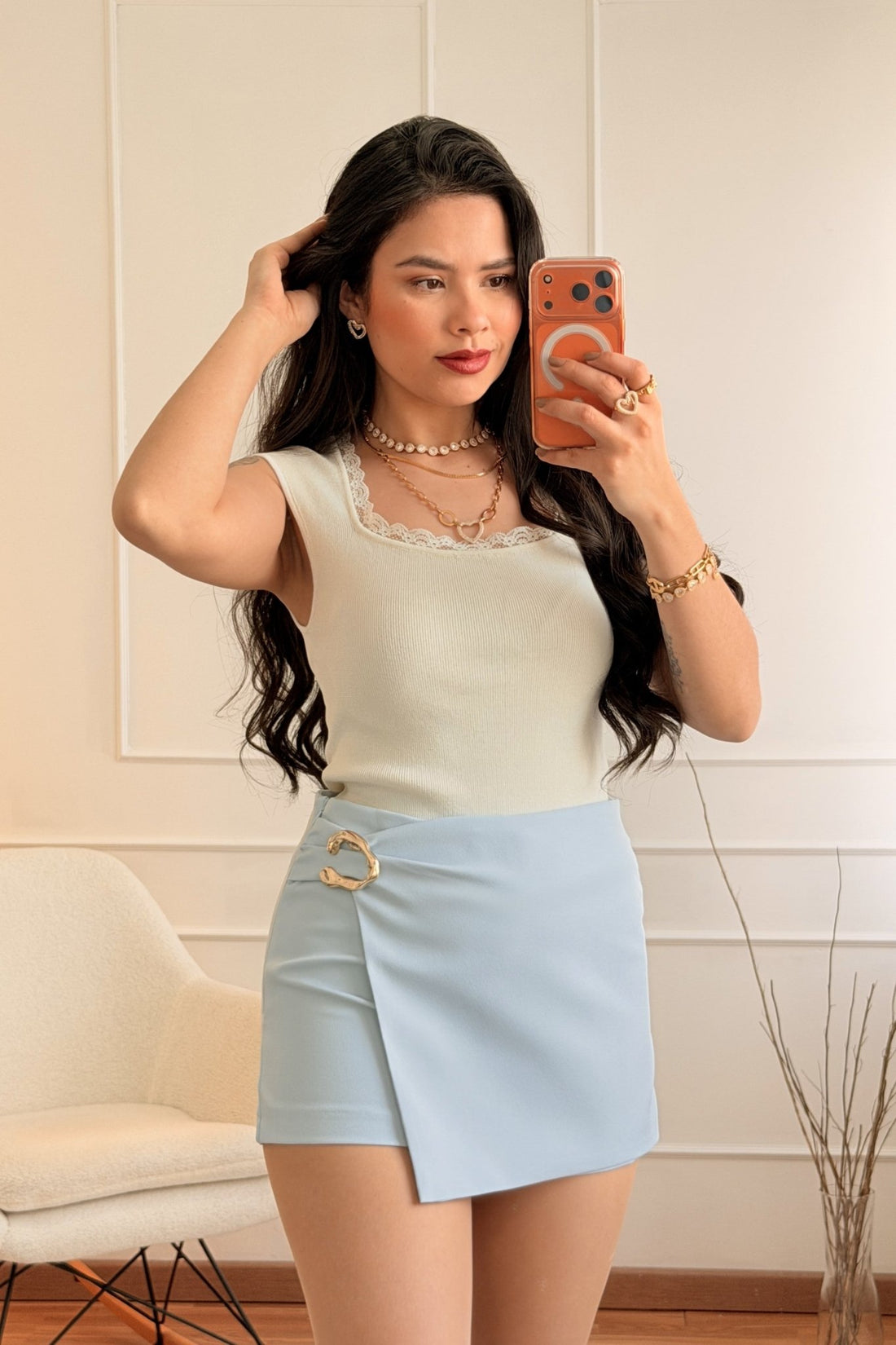 Top Básico com Decote Quadrado e Renda - lavishiochicTOPlavishiochic