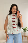 Top cerejas 100% linho MOCHY - lavishiochicBlusamochy