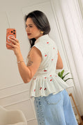Top cerejas 100% linho MOCHY - lavishiochicBlusamochy