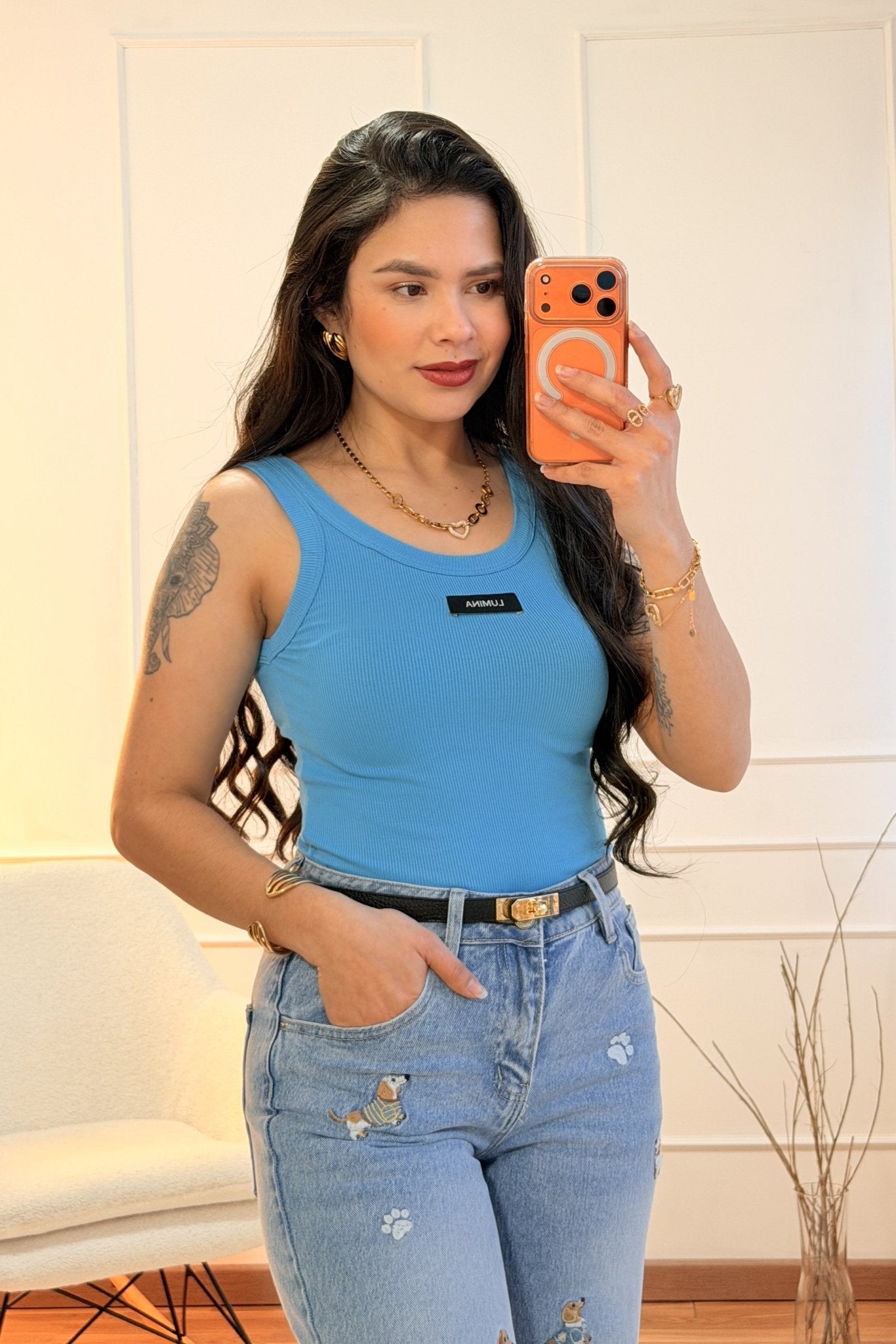 Top com logo LUMINA comprido - lavishiochicTOPlumina