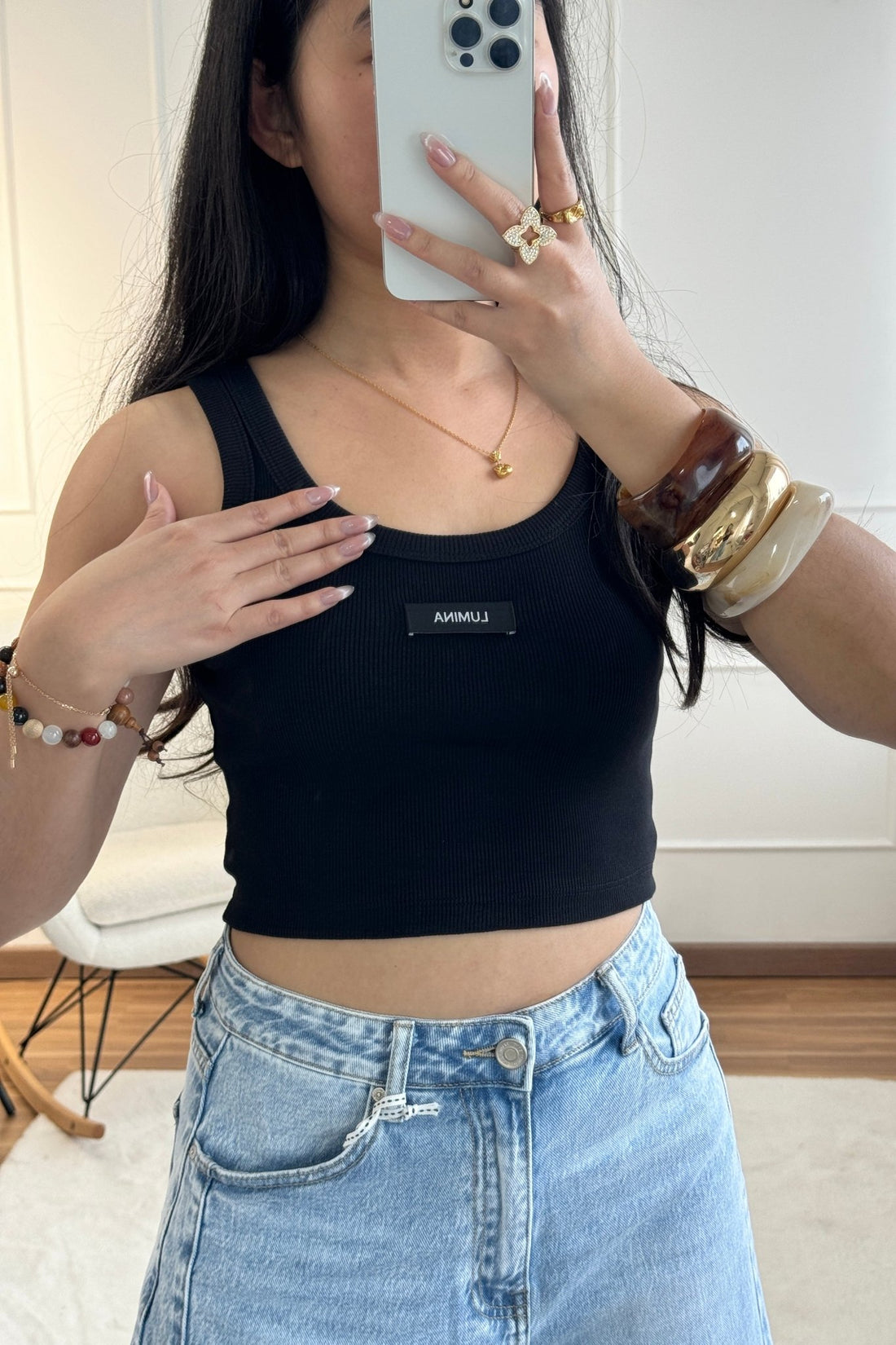 Top com logo LUMINA curto - lavishiochicTOPlumina