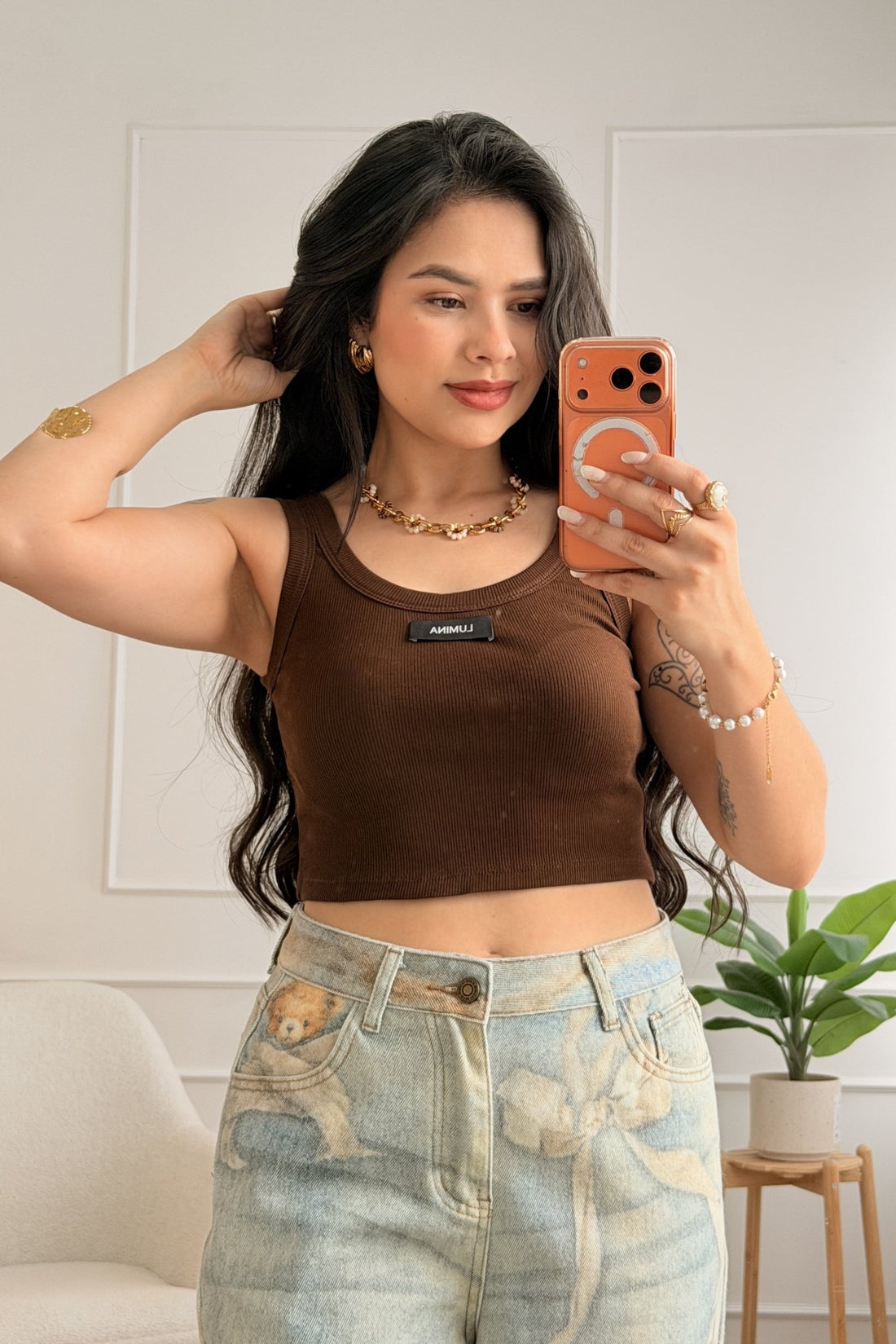 Top com logo LUMINA curto - lavishiochicTOPlumina