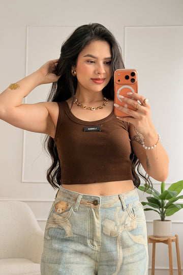 Top com logo LUMINA curto - lavishiochicTOPlumina