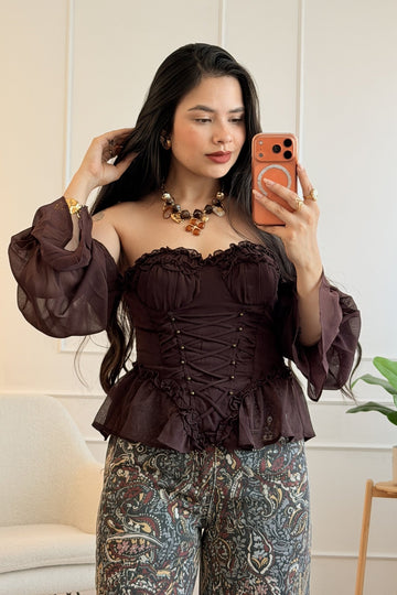 Top corpete de ombros descobertos com tachas - lavishiochicBlusalavishiochic