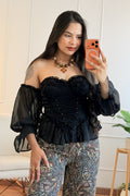 Top corpete de ombros descobertos com tachas - lavishiochicBlusalavishiochic