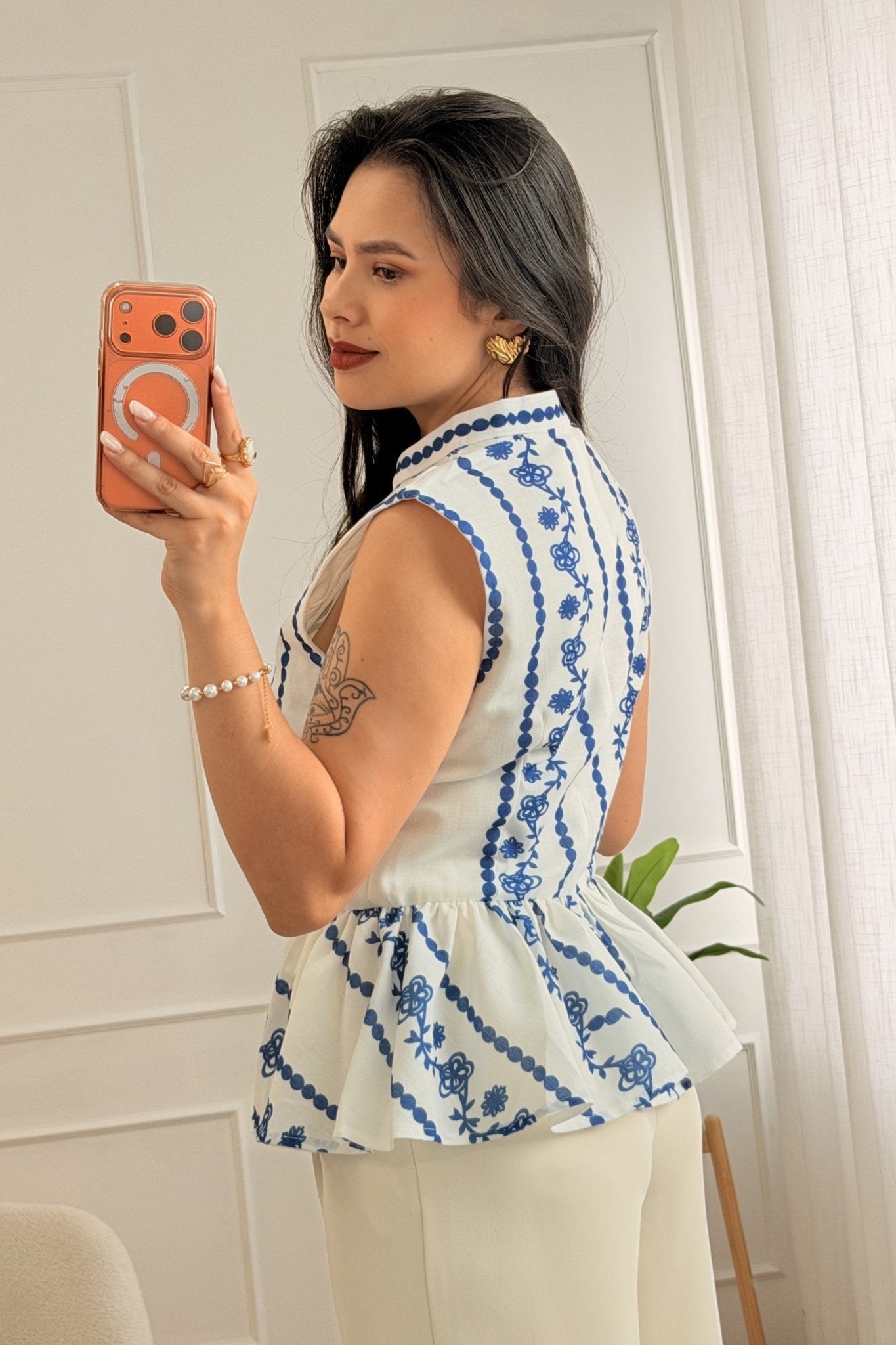 Top peplum 100% linho MOCHY - lavishiochicBlusaMochy