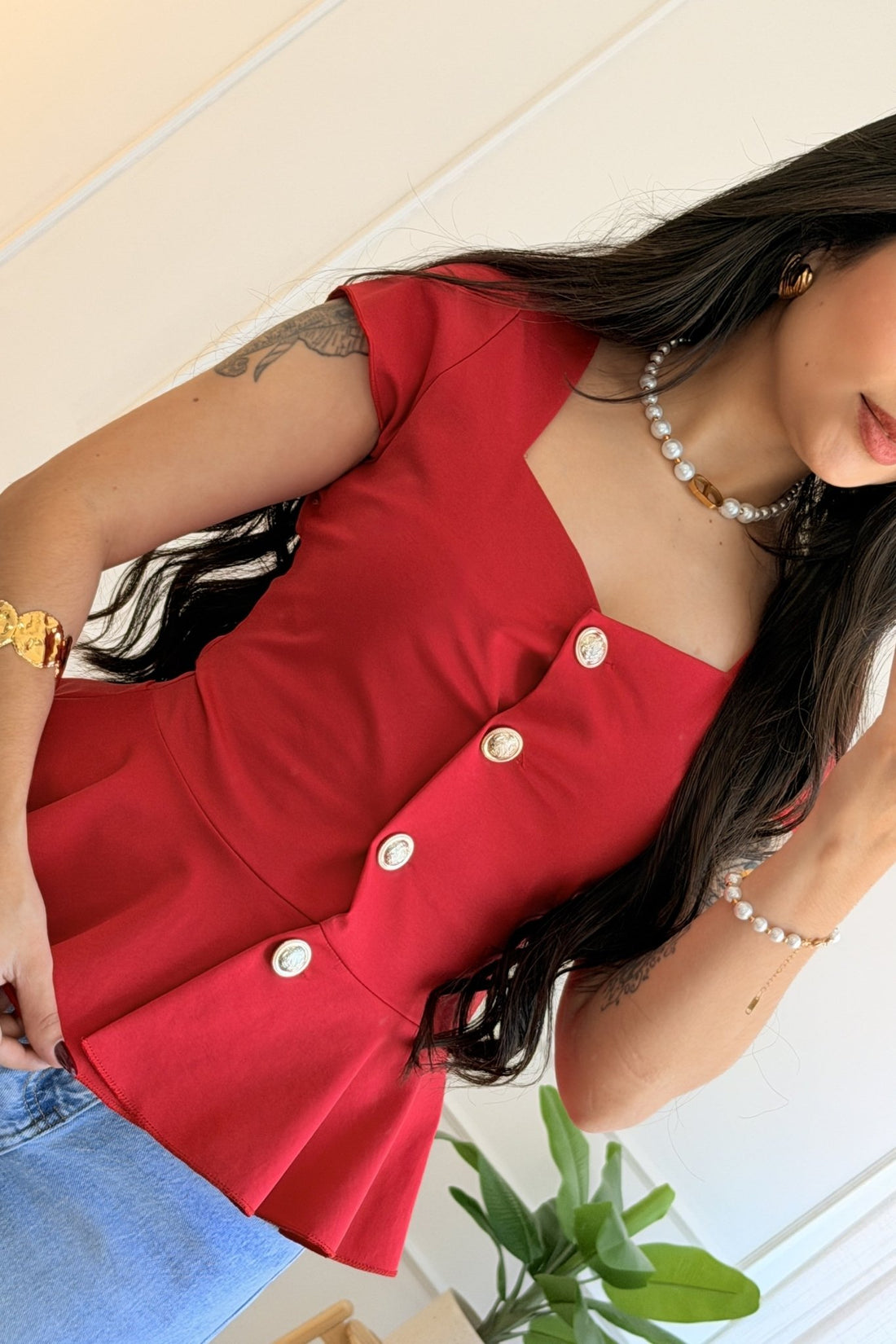 Top peplum com botões decorativos - lavishiochicTOPlavishiochic