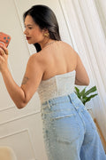Top sem alças com renda e detalhe metálico - lavishiochicTOPlavishiochic