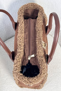 Tote de mão em veludo cotelê com acabamento em pêlo - lavishiochicMalalavishiochic