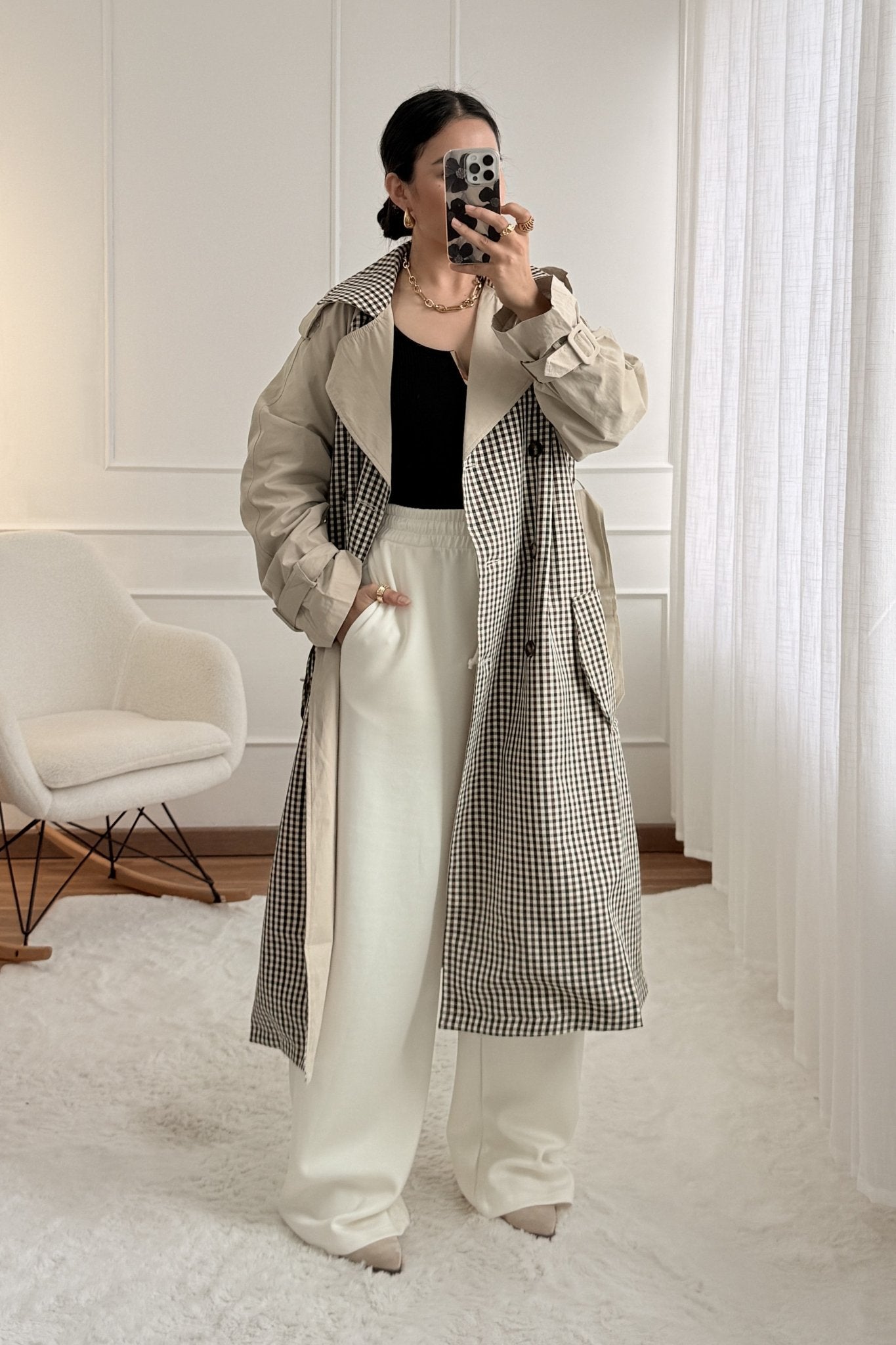 Trench coat axadrezado DROLE DE COPINE - lavishiochiccasacoDrole de copine Paris