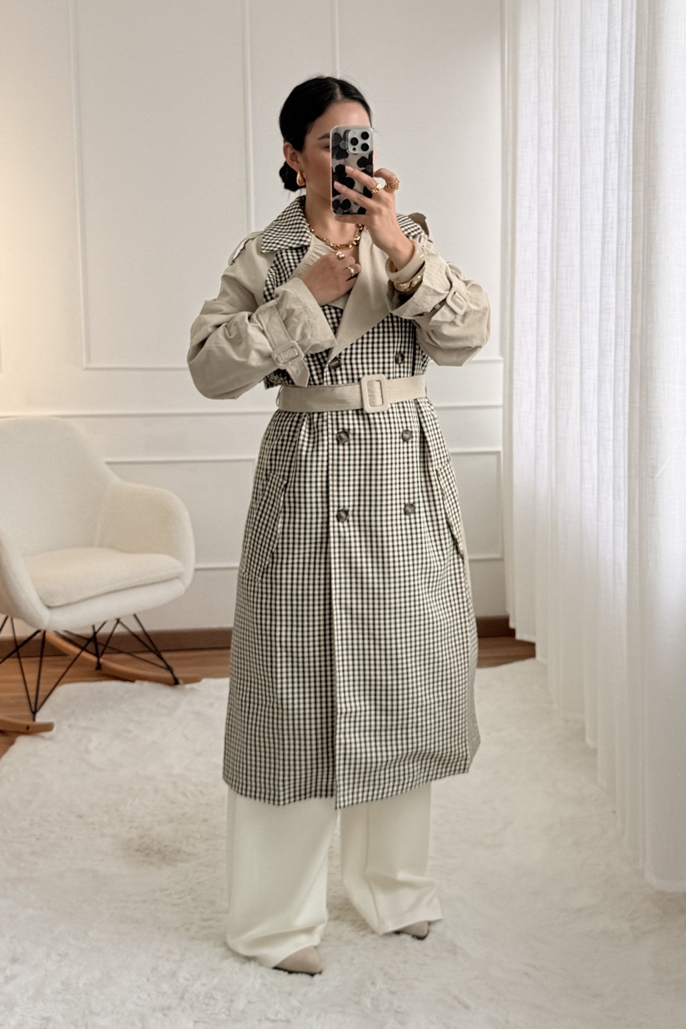Trench coat axadrezado DROLE DE COPINE - lavishiochiccasacoDrole de copine Paris
