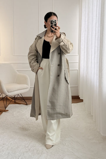 Trench coat axadrezado DROLE DE COPINE - lavishiochiccasacoDrole de copine Paris