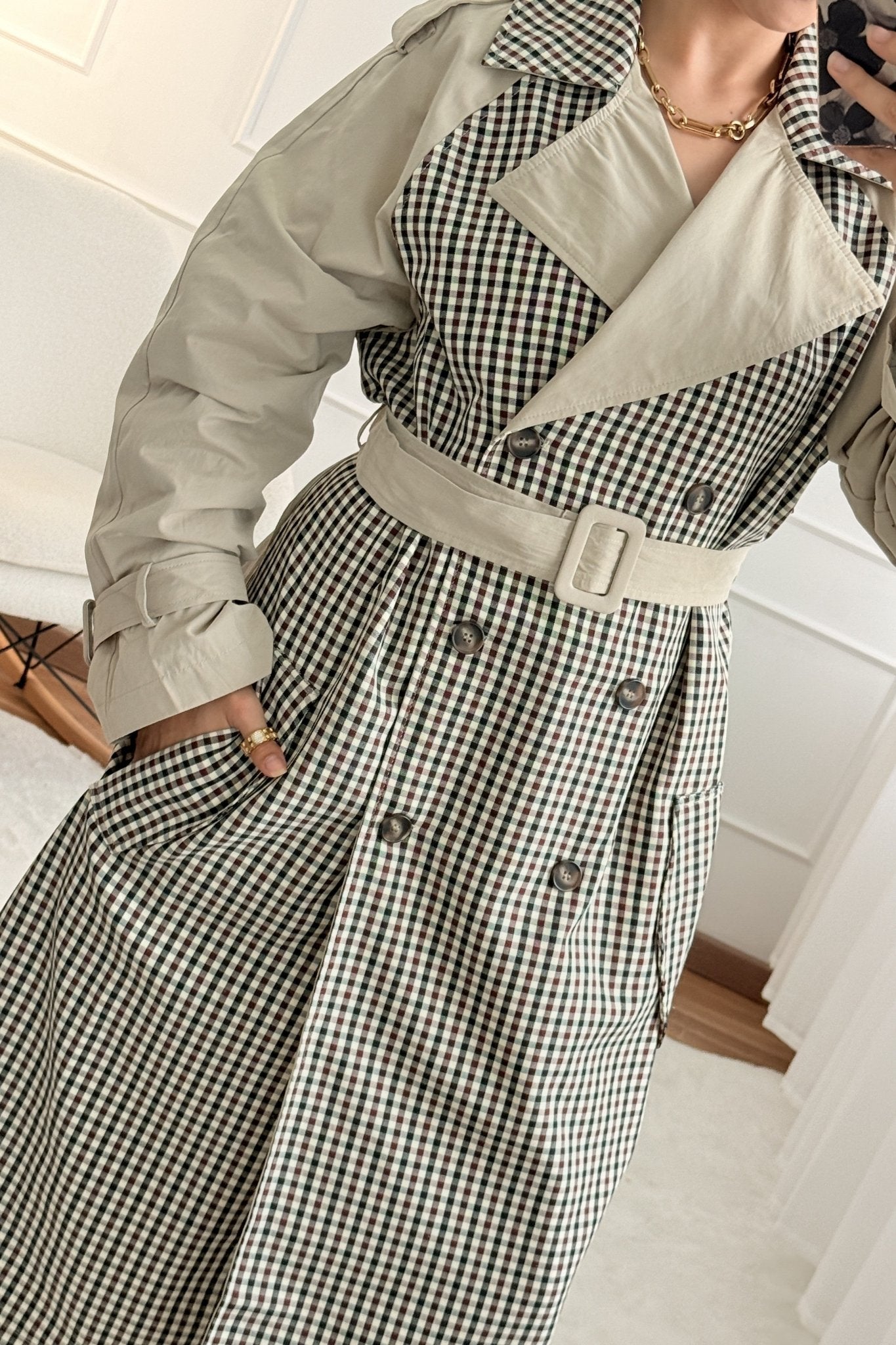 Trench coat axadrezado DROLE DE COPINE - lavishiochiccasacoDrole de copine Paris
