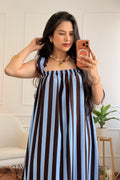 Vestido alça babado listrado com costas em laço - lavishiochicvestidolavishiochic