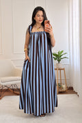 Vestido alça babado listrado com costas em laço - lavishiochicvestidolavishiochic