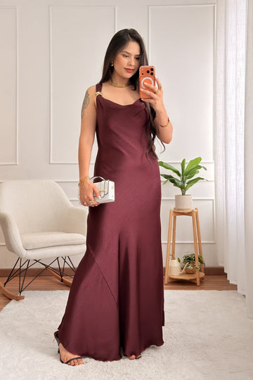 Vestido alça com detalhe de metal e costas amarrável - lavishiochicvestidolavishiochic