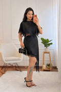 Vestido Assimétrico Acetinado com Renda - lavishiochicvestidolavishiochic